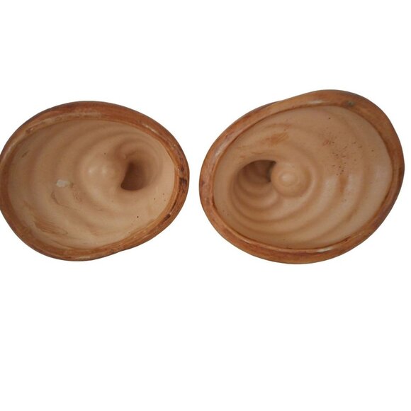 Vintage Mid Century 1970s Cornucopia MCM brown candlesticks - Picture 4 of 6